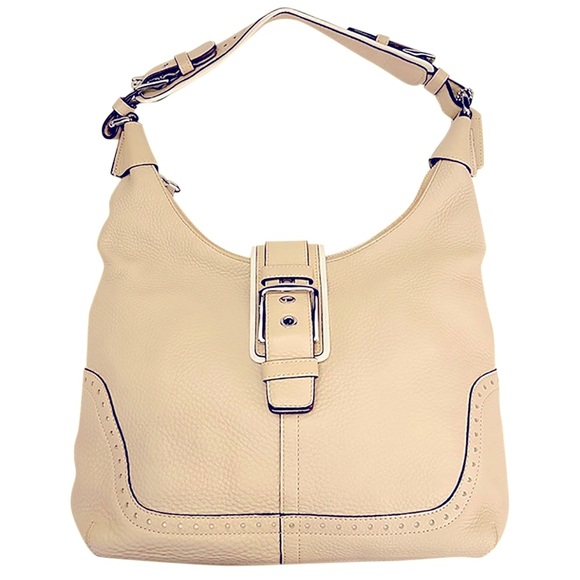 Coach Handbags - Coach Hampton Soho Pebble Leather Shoulder Bag Spring Purse Soft Cream